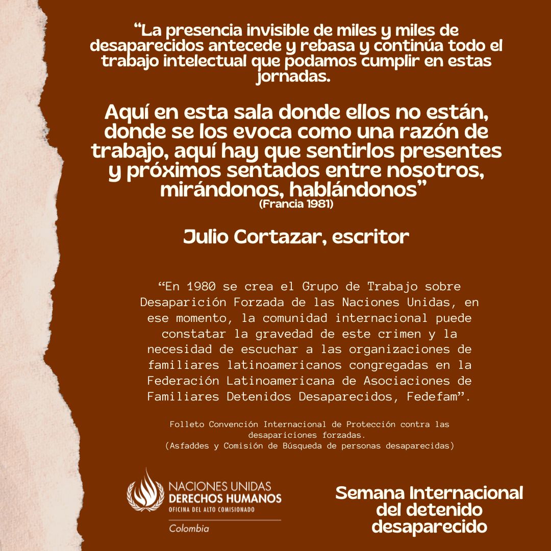 ONUHumanRights's tweet photo. 🤝Las y los familiares de víctimas de desaparición forzada dicen que:
"La adopción de la Convención Internacional para la Protección de Todas las Personas contra las Desapariciones Forzadas, por las Naciones Unidas, el 20 de diciembre de 2006, es el resultado de un inmenso y sostenido esfuerzo desplegado desde 1981 por asociaciones de familiares de desaparicidos para lograr que un tratado contra ese horrible crimen, que es la desaparición forzada, fuera adoptado por la ONU", Prólogo folleto sobre la Convención Federico Andreu -Guzmán.
El Congreso de Colombia ratificó la Convención en diciembre de 2010, y entró en vigencia en agosto de 2012.
Conoce aquí la Convención que establece todas las obligaciones del Estado en materia de prevención del crimen de desaparición forzada👇👇:
https://t.co/wKc1yTagGi