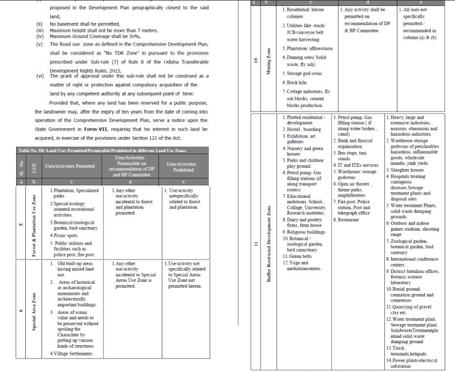 bpradhanodisha's tweet photo. Proposed Amendment to ODA Rules (Land Use Related)
The @HUDDeptOdisha has proposed amendments to the ODA Rules. Under Rule 27A, the department plans to delete 4 out of the existing 11 zones mentioned in the table.

This change could have wide-ranging implications on land use, development permissions, and urban planning across the state.

Citizens are requested to go through the attached files related to the Rule 27A and the details of the four zones proposed to be deleted. 

Please read, understand the likely impact, and share your valuable suggestions and feedback.

Public participation is crucial in shaping these regulations. Please send your suggestions (if any) to,
Address: Housing and Urban Development Department, Govt of Odisha 3rd Floor, Kharvel Bhavan, West Wing, Room No.- 302, Bhubaneswar - 751001
Phone: 0674-2536903 (Office), 2524 (EPABX)
E-mail: hudsec.or@od.gov.in
@ushapadhee1996 

My initial apprehensions to the proposed amendment: (Will the Govt. clarify regarding availability of effective and sufficient safeguards in place against misuse/backdoor-entry even after the proposed deletion⁉️)
1⃣The three columns of Table 3B are not separate provisions, they are one integrated regulatory triangle. Deleting the zone kills all three columns simultaneously.
2⃣Deleting Column E opens a backdoor: Unambiguously, the blanket prohibitions in Column-E are automatically extinguished the moment the zone is deleted. They cannot be enforced because they no longer have a legal home. Any enforcement action based on the deleted prohibitions will be challengeable as ultra vires the amended Rules. The only fallback is the DP & BP Committee's "analogy" discretion under Rule 27A(6), which has no written criteria, no public notice requirement and limited oversight.
3⃣Other laws may fill the gap Partially but inadequately. The Forest Acts, EIA Notification, NGT and revenue laws each operate on different thresholds and classifications. None of them replicates the zone-level prohibition framework being deleted. Significant categories of land and development activity fall through the cracks between these laws.
4⃣The proposed amendment contains no saving clause, no transitional provision, no blanket prohibition, no guidance to Development Authorities.

(A detailed write up will follow very soon)
