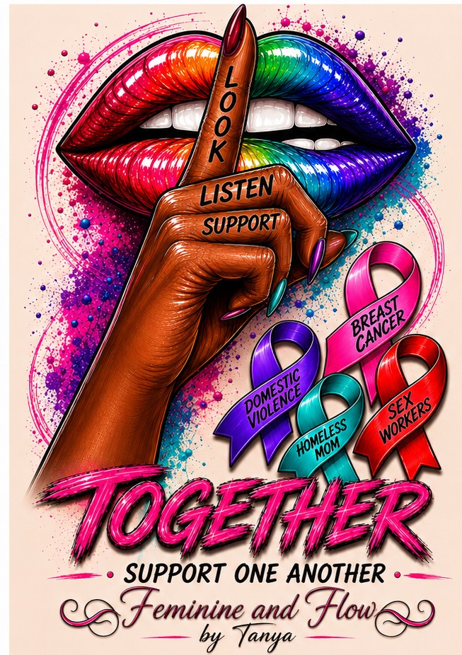 TheBlackCoco_'s tweet photo. LOOK. LISTEN. SUPPORT.
Different causes, one message — show up for women who need it  it.#DomesticViolence #BreastCancer #HomelessMoms #SexWorkers https://t.co/RDKF5vjZj8