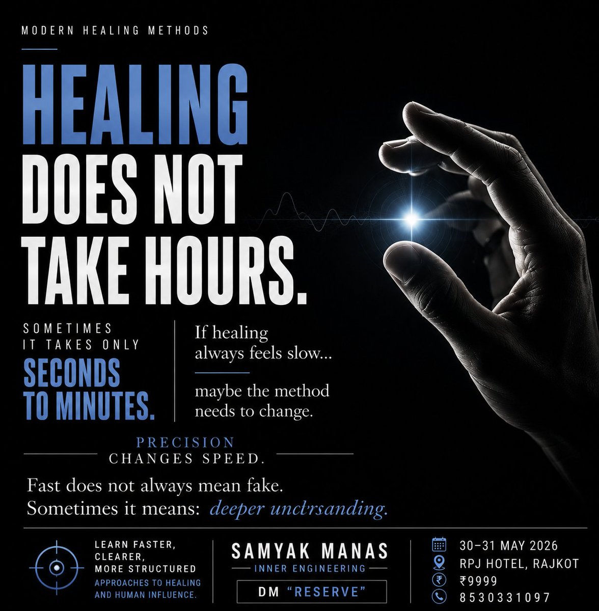 vardhman9's tweet photo. People think healing must consume hours…

But what if speed is not the problem?

What if the method is?

A precise system can influence the human state within seconds to minutes.

Because healing is not always about: doing more. https://t.co/sm2w9FFrrL