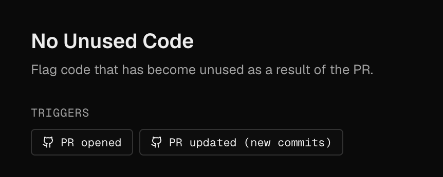 tryreplicas's tweet photo. You can make sure PRs never introduce unused code in 2 clicks:

1. Enable the "No Unused Code" automation
2. Get a CI check on every PR, that comes with an explanation
3. Point your CC/Codex at CI and have it autofix

(or have Replicas auto fix) https://t.co/ulVMYDtPdk