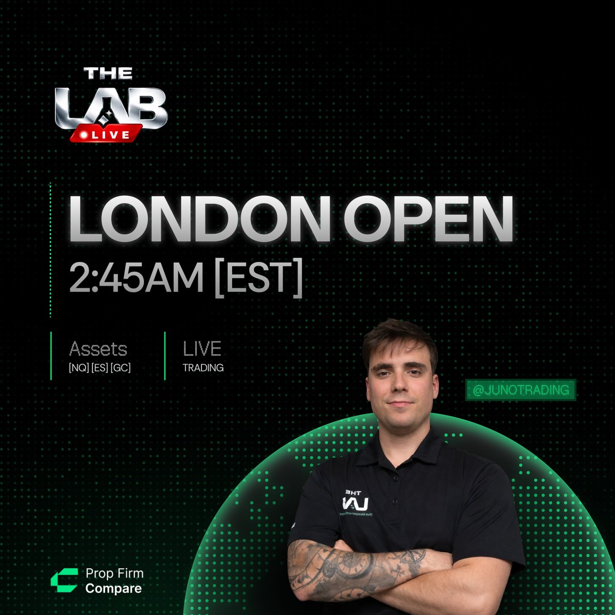 TheLabLive's tweet photo. Our host @JunoTrading will be trading the Unicorn Model live for the London open.

2:45AM ET.

Live. Daily. Tune in here: https://t.co/ovM9NUEIlo https://t.co/oKXq6hnzIB