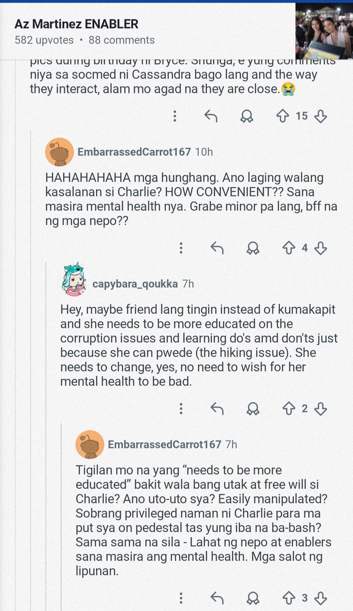 purpleskies143_'s tweet photo. @itsbibbleyall "Sana masira mental health niya"

Grabe talaga tong AZ fan na to' ginagamit pa si Charlie para madivert issue, kunwari pa na bibitawan na idol nya pero todo damay naman sa iba

Ang lala, like idol like fan,  pati minor pinapatulan https://t.co/NiSltajmBS