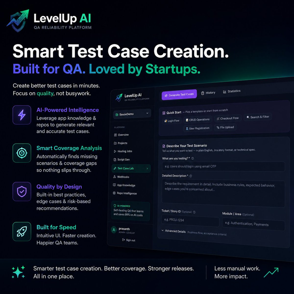 LevelUpTestAI's tweet photo. Less manual work.
Better coverage.
Faster releases.

AI-powered testing is here ⚡
#AITesting #QA #SaaS https://t.co/6tkULakZT3