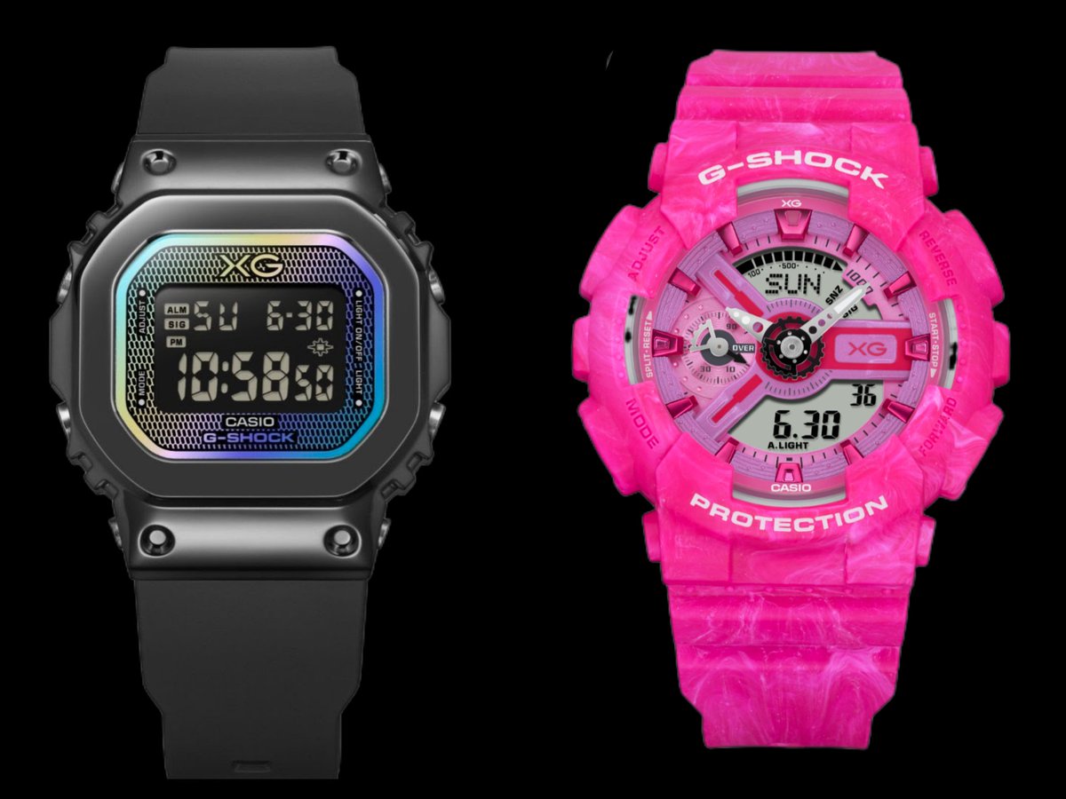 希少 ★ 【光沢ブラック × ピンク】ムラサキスポーツ 限定モデル GSHOCK XG × G-SHOCK”が正式発表！クールなブラックのスクエア5600と
