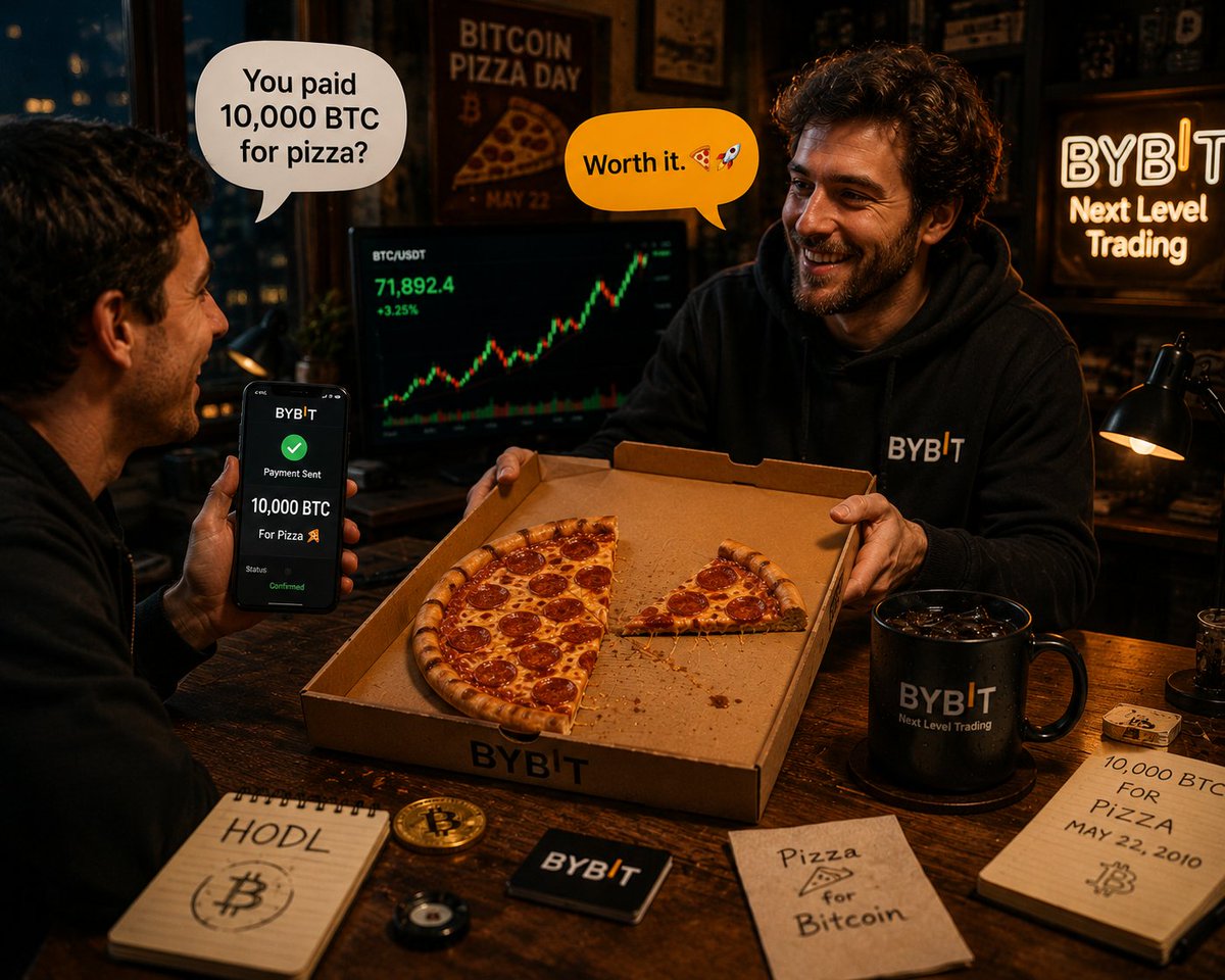 Sheeio_06's tweet photo. @BybitSouthasia “You paid 10,000 BTC for pizza?”
“Worth it.” 🍕🚀

The most legendary trade in crypto history.
@Kopi0321 @crypk 
#BybitPizzaParty
#BitcoinPizzaDay #Bybit #CryptoGiveaway #WinUSDT https://t.co/aJ2xnVrB5j