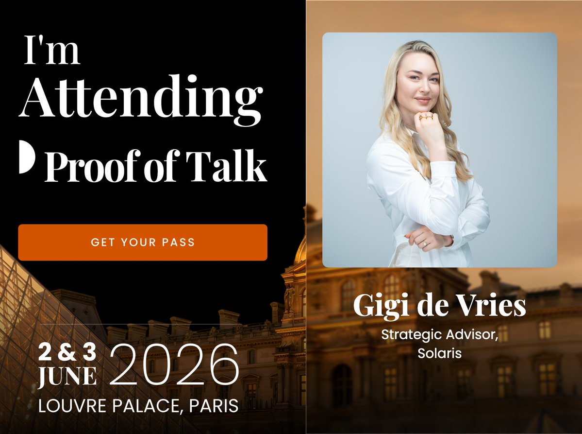 Gigimp1's tweet photo. This is my cringe "I'm attending" post 🤓

Nevertheless I am really glad to share I'm heading to @proofoftalk 

Small, selective, and from day one it's been putting DeFi, TradFi and regulators in the same room. If you've followed me for a while, you know that's my thing. https://t.co/puB3qdoQWI