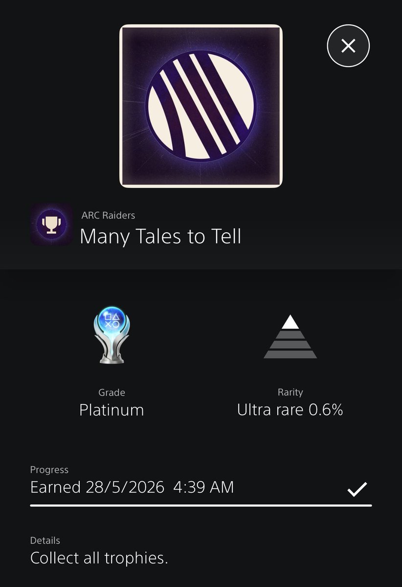 HA_Gerci's tweet photo. Platinum trophy #11: ARC Raiders https://t.co/UXSd4JebB1