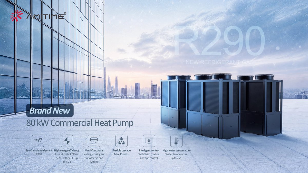 amitimeheating's tweet photo. The AMITIME R290 80 kW PowerSTAR+ commercial heat pump is designed for reliable and efficient performance in large-scale heating and hot water applications.

📩 info@amitime.com
🔎 https://t.co/tEhB5u51iA

#AMITIME #HeatPump #CommercialHeatPump #HVAC https://t.co/6rsDxQgXGn