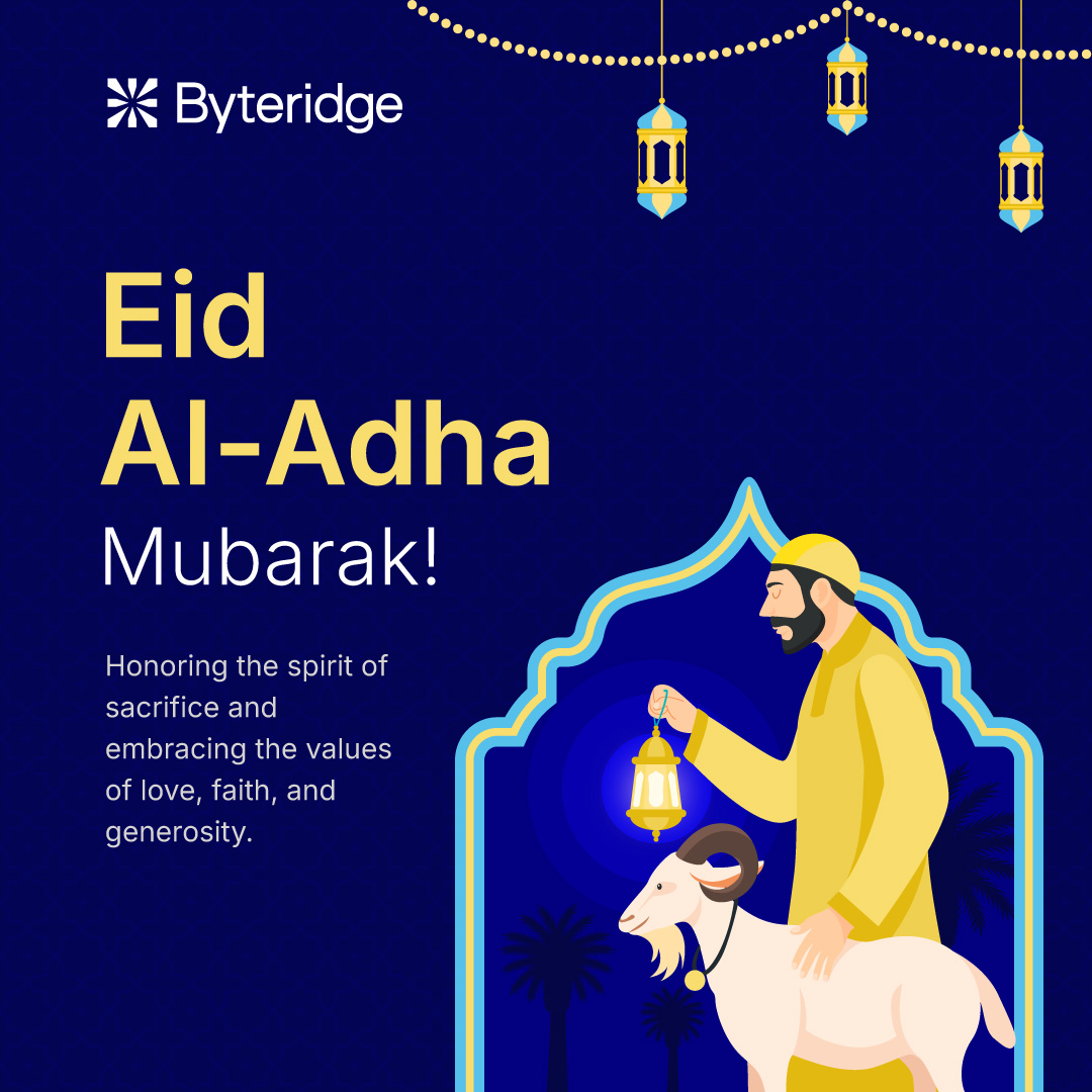 byteridge's tweet photo. Eid Al-Adha Mubarak from the team at @byteridge!

May this blessed occasion inspire us all with the values of sacrifice, compassion, gratitude, and togetherness. Wishing you and your loved ones peace, happiness, and prosperity today and always. https://t.co/uSjR3gQWqu