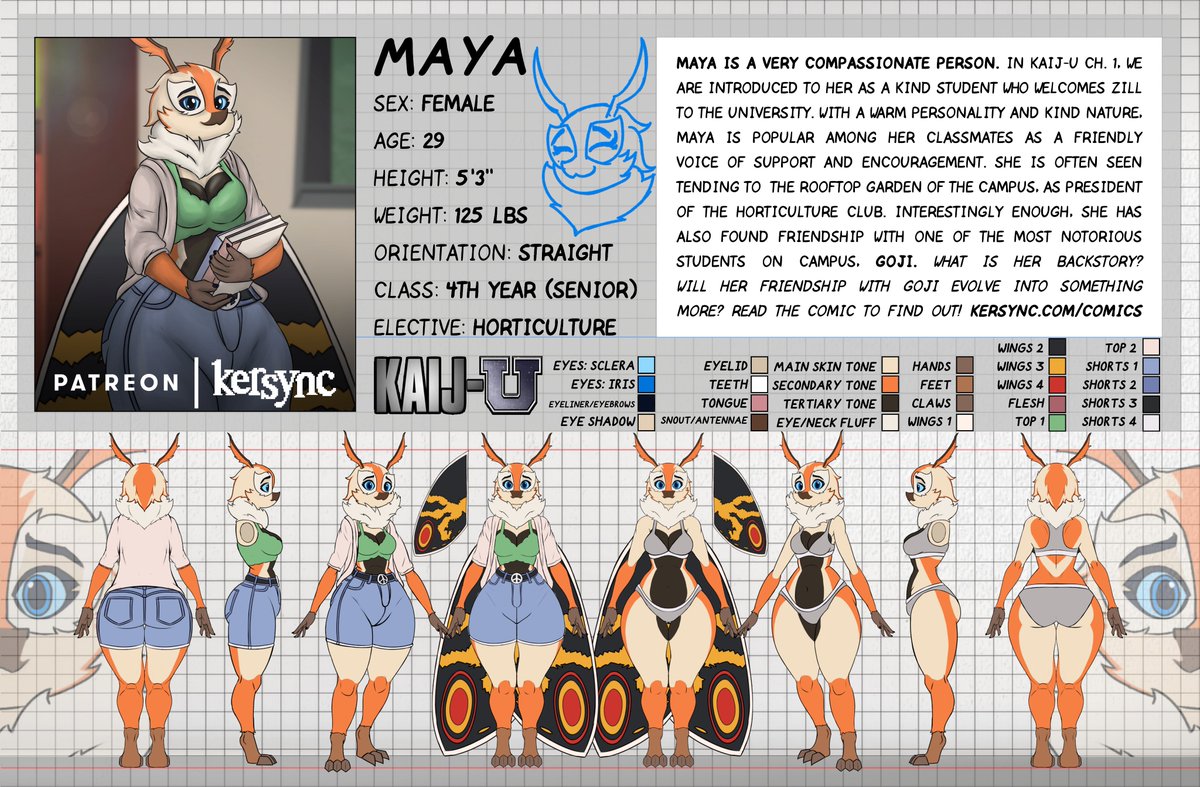 kersync's tweet photo. An updated design for my Kaiju OC, ‘MAYA’, based on Mothra.
This is for my upcoming Godzilla AU Fan Comic, “Kaij-U: Ch. 2.”
You can read Ch. 1 here: https://t.co/i2UCcroeU5

(there is a NSFW version of this available to my Premium-Tier Patrons) https://t.co/CgIAaYKMVS