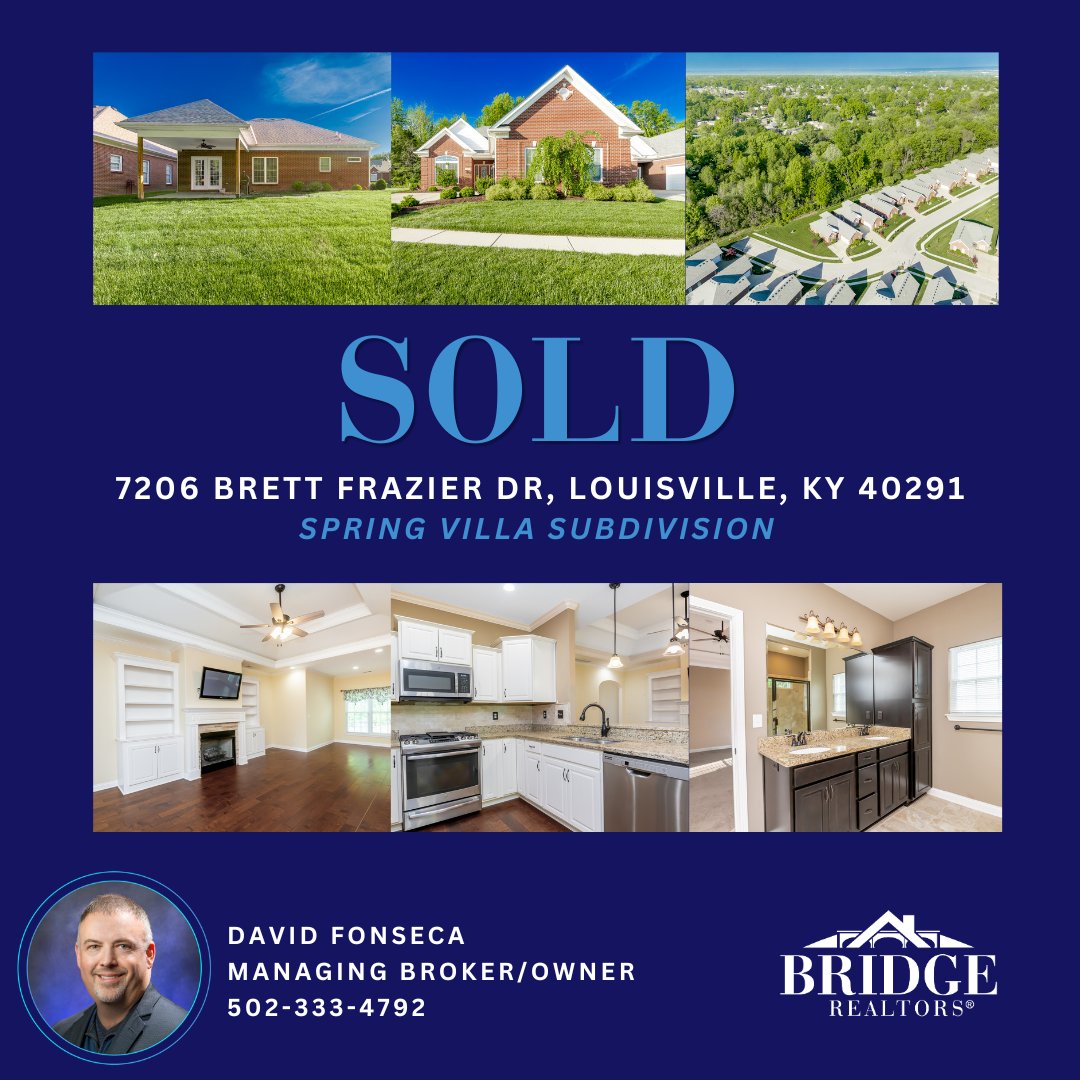 BridgeRealtors's tweet photo. SOLD 👏

📍7206 Brett Frazier Dr
Louisville, KY 40291

Spring Villa Subdivision🙌

Congrats to our sellers! 🎉

Contact us to start your real estate journey!

🏡Bridging the gap between buyer &amp; seller!
⭐Established 2015
📲812-903-0340
🌐Link in Bio @BridgeRealtors

#BRrealtors https://t.co/GKqyQyiuKV
