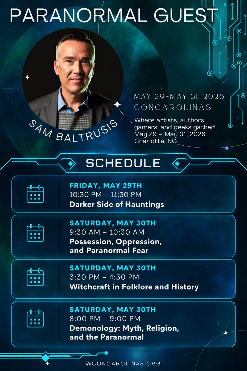 SamBaltrusis's tweet photo. On Friday, I'm returning to ConCarolinas for my second year in a row. Last year was absolutely amazing. Can't wait to go back! https://t.co/EbNHxYiwBT