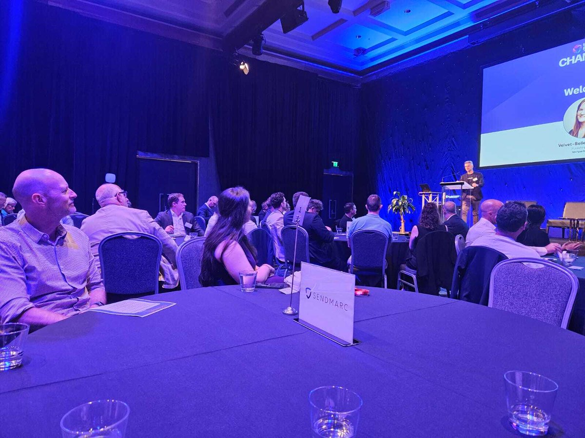 Sendmarc's tweet photo. We sponsored the first @techpartnernews Channel Meets Security event at @AUSCERT's Cyber Security Conference. 50 channel partners. Conversations about AI, privacy, &amp; what it takes to sell security in 2026. The closer the channel is to the ecosystem, the safer businesses are.🤝 https://t.co/eEjyvXtSSm