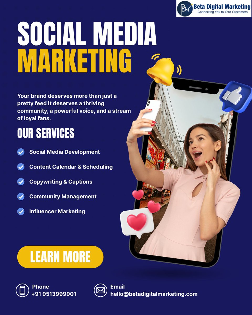 BetaDigitalMkt's tweet photo. 🚀 Build a brand people follow, trust &amp; remember.

Beta Digital Marketing helps businesses grow with smart social media strategies that drive real engagement. 📱✨

#SocialMediaMarketing #DigitalMarketing #BrandGrowth #BetaDigitalMarketing https://t.co/zkkI3iJ1AC