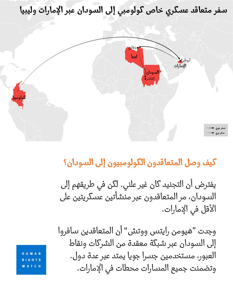 hrw_ar's tweet photo. وجدت هيومن رايتس ووتش أدلة على وجود متعاقدين عسكريين خاصين في الفاشر، عاصمة شمال دارفور، في أكتوبر/تشرين الأول 2025، عندما سيطرت قوات الدعم السريع على المدينة وارتكبت عمليات قتل واغتصاب واسعة. وقالت "البعثة الدولية لتقصي الحقائق بشأن السودان“ التابعة لـ "الأمم المتحدة" إن هذه الأحداث تحمل ”سمات الإبادة الجماعية“.