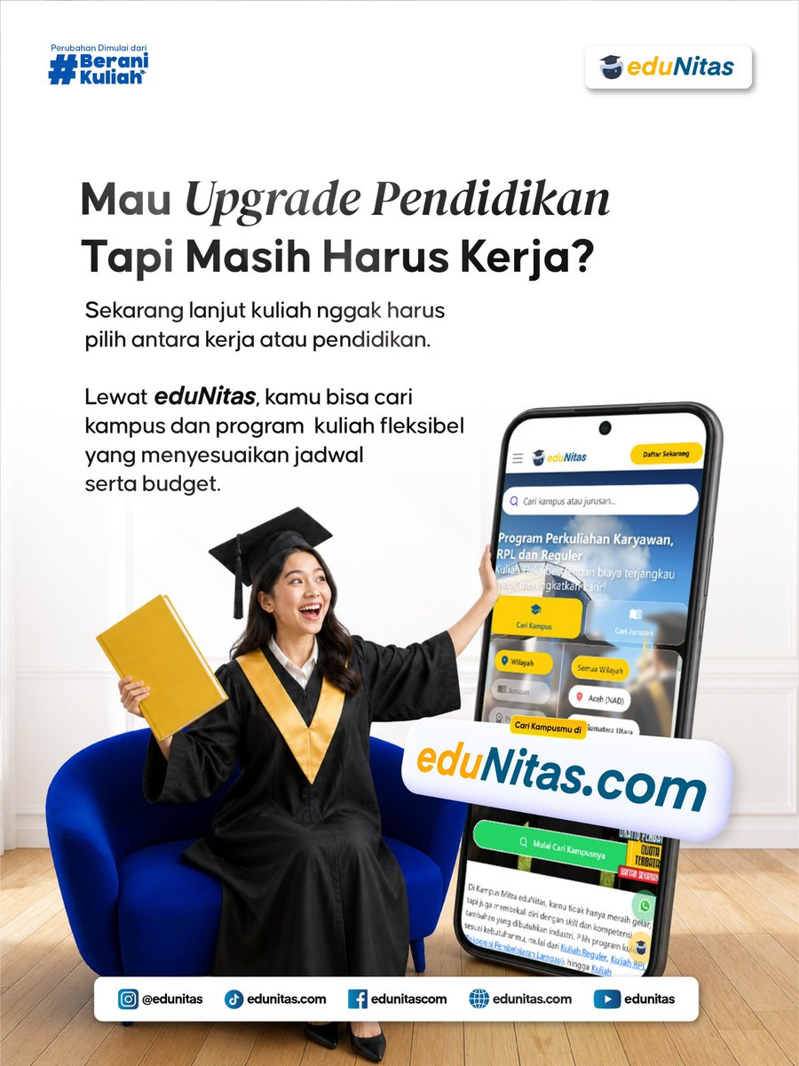 edunitas's tweet photo. Mau peluang lolos CPNS lebih besar? 👀
Yuk intip jurusan dengan formasi CPNS terbanyak di Indonesia! 📚✨

Mulai dari Teknik Informatika, FKIP, sampai jurusan kesehatan jadi yang paling banyak dibutuhkan 🔥

#cpns #cpns2026 #edunitas #beranikuliah #kuliahkelaskaryawan https://t.co/4nuLtDYFbW