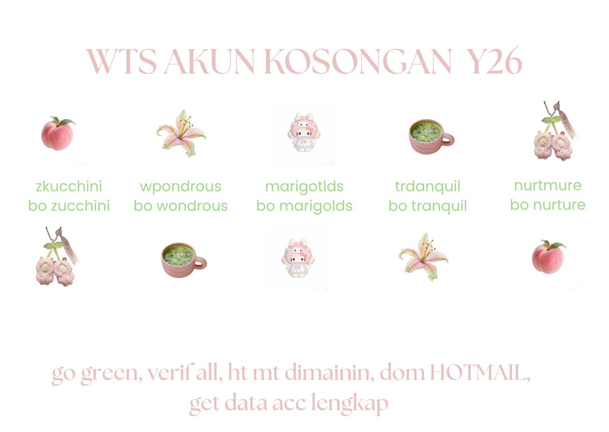 rounadn's tweet photo. @koritsune wts acc kosongan y26 mei
୨୧ price : https://t.co/JUBaviqCR8 / each
୨୧ dom Hotmail, vall 
୨୧ mt ht dimainin, go green
୨୧ get all data acc lengkap

t #zonauang #zonaba https://t.co/k8DelqBnWq
