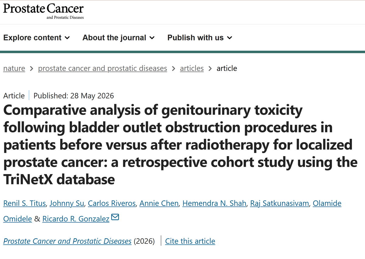 RRGonzalezMD's tweet photo. Is there value in correcting bladder outlet obstruction (BOO) from BPH prior to radiation for prostate cancer🤔? There sure is. Sequencing is key. Less complications that way. Check out our new publication:
 https://t.co/d8R77wIvrc

@HMethodistUro @CarlosARiverosS @RenilTitus @OlamideOmidele @UroAnnie @JohnnySuMD @DrRajSat @SocietyofBPD @UroOnc @ARRO_org @AndrewFarach @HMethodistMD