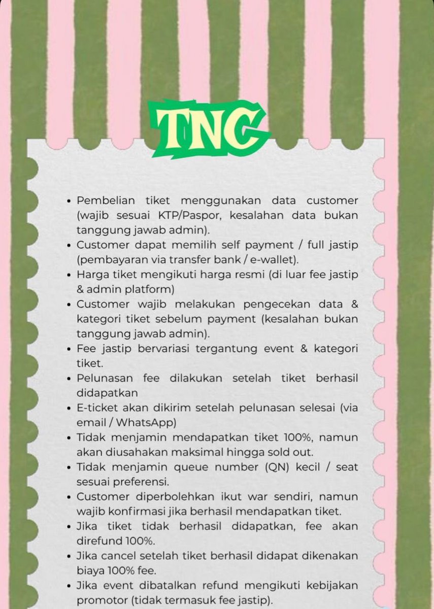 ๐น๐ถ๐๐๐ถ๐ถ ๐ฃ || JASWAR JASTIP TICKETING SERVICE tweet media
