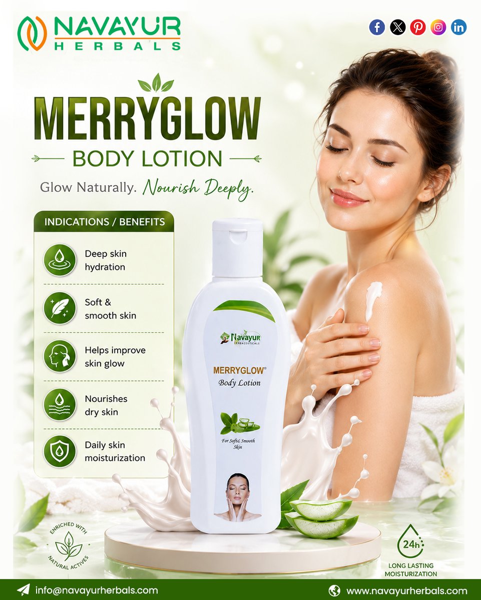 NavayurH's tweet photo. MerryGlow Body Lotion
💚 Nourishing skincare products for your franchise business.
🏢 Navayur Herbals.
📞 9872219010
✉️ info@navayurherbals.com
🔗 https://t.co/QQJgCqFPaH
#HerbalWellness #NavayurHerbals #HealthyLiving https://t.co/WWYau0Xjqf