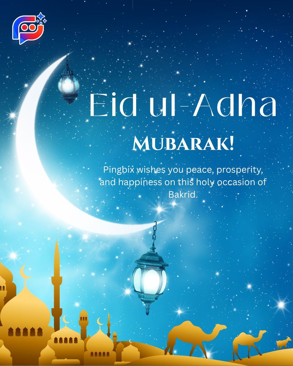 digitalpingbix's tweet photo. Celebrate the spirit of sacrifice, gratitude, and togetherness this Bakrid.
Pingbix wishes you and your loved ones peace, prosperity, and endless happiness. 

#EidUlAdha #BakridMubarak #Pingbix #FestiveGreetings #Eid2026 #CelebrateTogether #PeaceAndProsperity #FestivalOfFaith https://t.co/neGF6IPj3Z