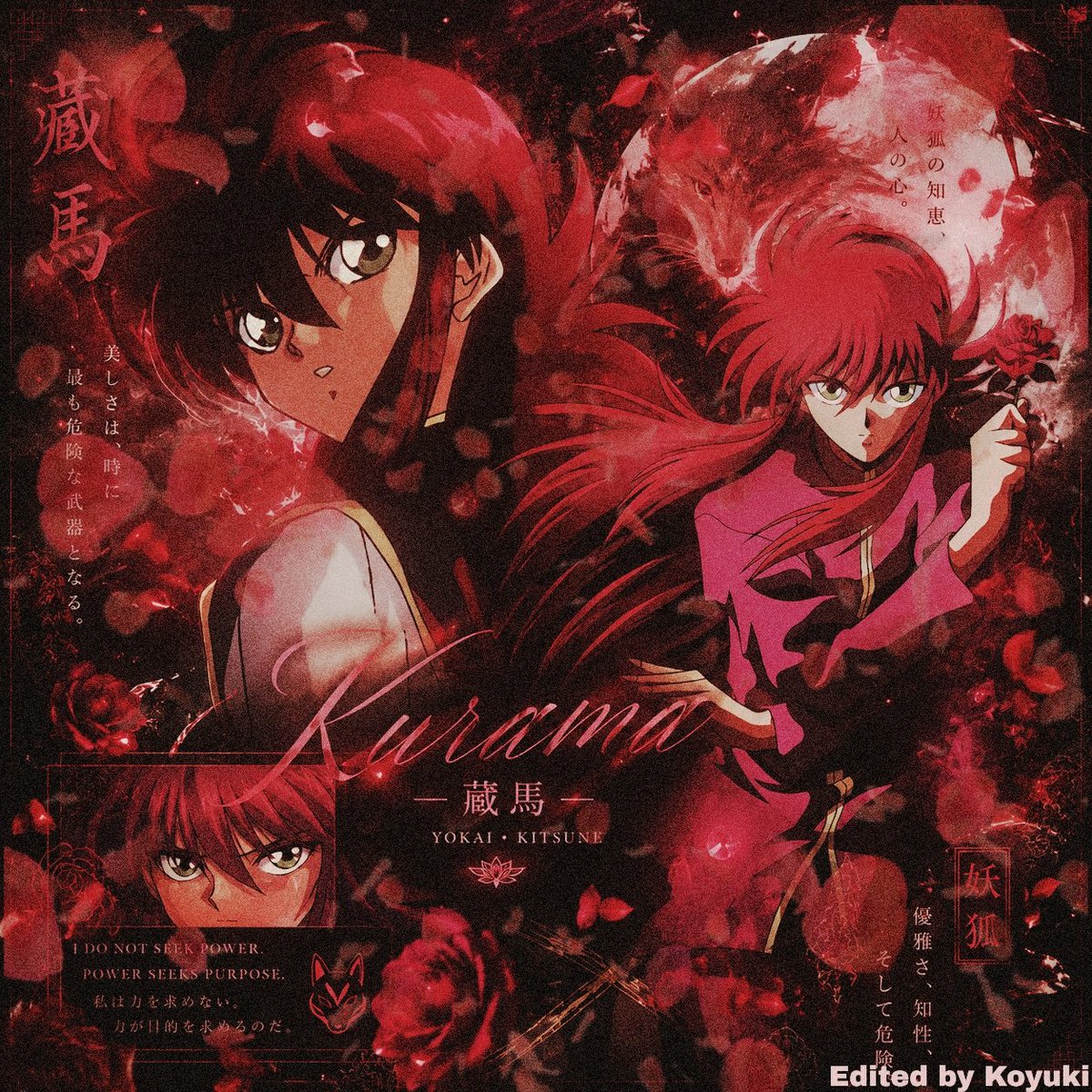 HighElfKoyuki's tweet photo. 🌹Kurama Info Pinpost🌹

Name: Kurama (Yoko Kurama / Shuichi Minamino)

Age: Physically appears: late teens / early 20s (human form)

True age: 400-4000

Gender: male

Species: Nine-tailed Fox Spirit

Origins: Demon World (Makai) 

(Not affiliated with this anime) (1 https://t.co/dQdJY82qcN
