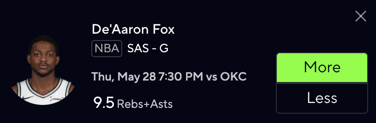 PlayerOdds's tweet photo. Early game looks 👀☢️

𝗗𝗲'𝗔𝗮𝗿𝗼𝗻 𝗙𝗼𝘅 𝗢𝟵.𝟱 𝗥𝗲𝗯+𝗔𝘀𝘁 🐳

$50 to a follower who like/rt's after cash... ✅

#NBA | #PrizePicks | #Gambling𝕏 https://t.co/TtC81yxBdT