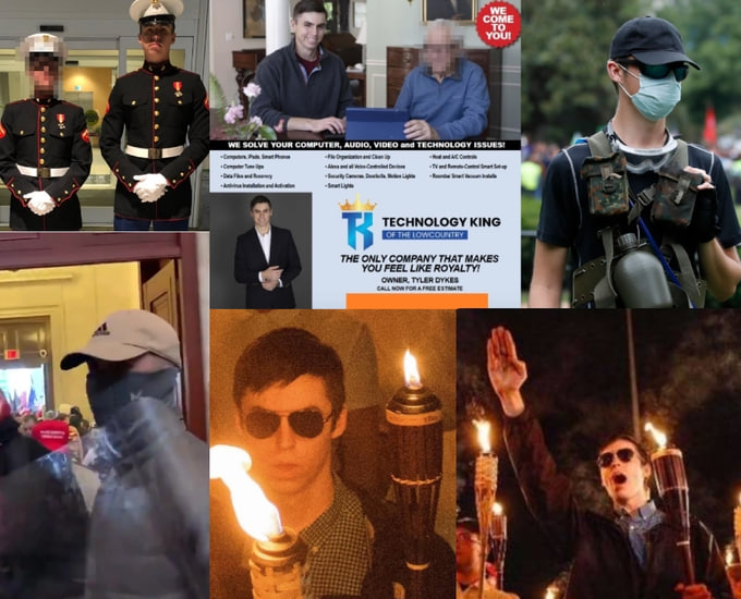 DkALLLDay's tweet photo. How many J6ers were also at Charlottesville?
At least a dozen, including:

#GooseInGrey aka Tyler Dykes
2017 Marched w tiki torches at Charlottesville's "Unite the Right"
2018 Attended sequel rally in DC
J6: Assaulted police&amp; stole a riot shield
July 2024 Dykes sentenced to 5yrs https://t.co/FnRCQh7OZt