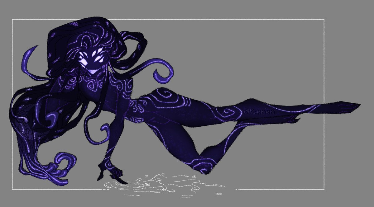 Ksuriuri's tweet photo. two occasions to draw Loss this time around, mermay and well, what their name suggests 

they are a floaty space fish who helps to take the grief away for a bit or to "lessen the blow" https://t.co/C6FuHV90nk