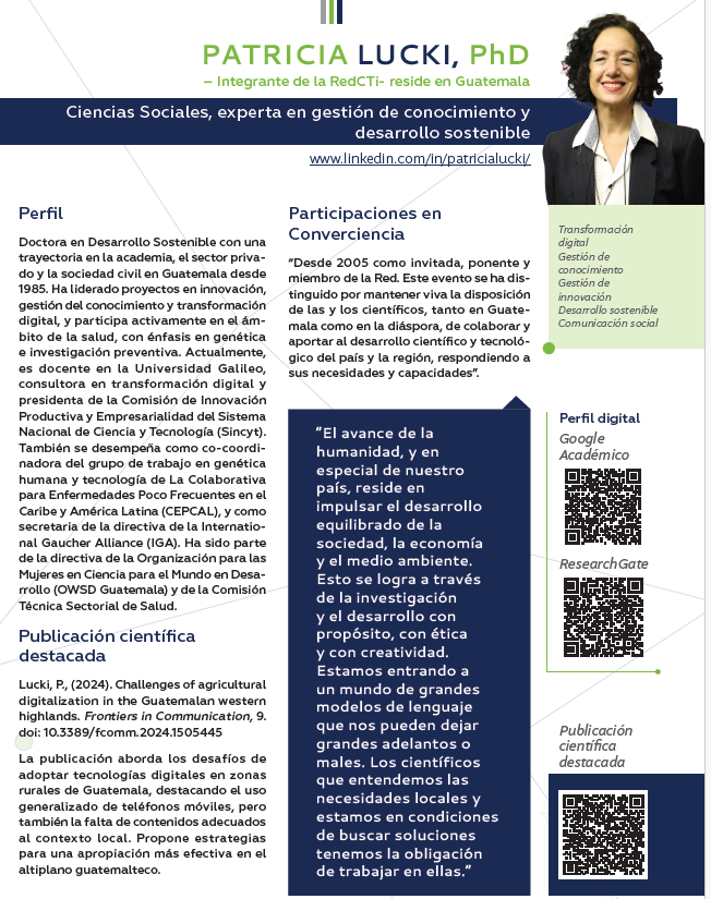 RedCTI_GT's tweet photo. ¡Estamos organizando Converciencia 2026! 🌎🔬

Hoy destacamos a @PNLUCKI_GT, quien investiga en desarrollo sostenible y reside en Guatemala.

Comparte tu historia a través de: https://t.co/ZOpKNU3LDa

🗓️ Cierre: 29 de mayo
✉️ redctiguatemala@gmail.com https://t.co/RrUxvd3BlR