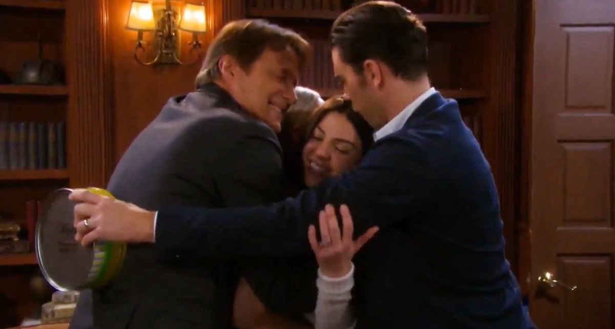 alovelygrl's tweet photo. “Our babies wanted you to have these for your trip.”
The two forehead kisses &amp; that Deveraux family hug!! 
#🤗 #Days #Chabby #fansi #JnJ https://t.co/SzS76FYygf