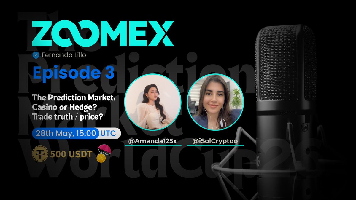 ZoomexOfficial's tweet photo. We're thrilled to have @amanda125x &amp; @iSolCryptoo join us in this episode!🎉🔥

Smart-traders will be giving their insights of the Prediction Market https://t.co/bWXTRBc0c2

👀 Just don't forget to grab your shares of $500. 👇
#ZoomexHotTake https://t.co/1XJyXwnoPM