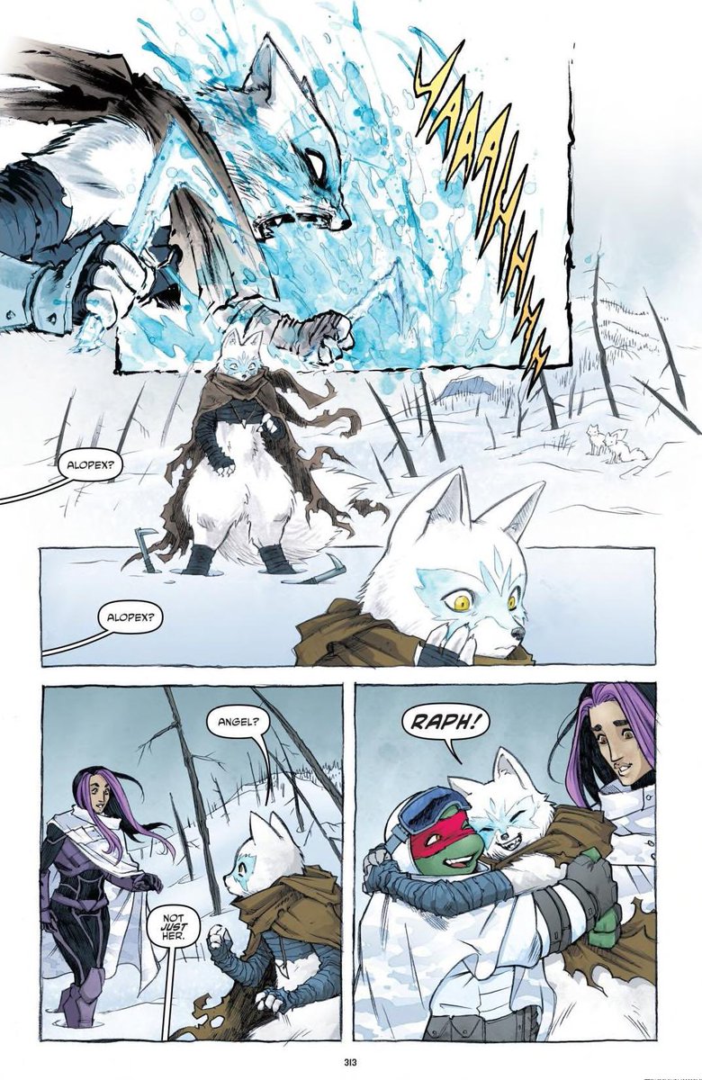Alopex defeats Kitsune. She’s so happy to see Raph. Good issue.