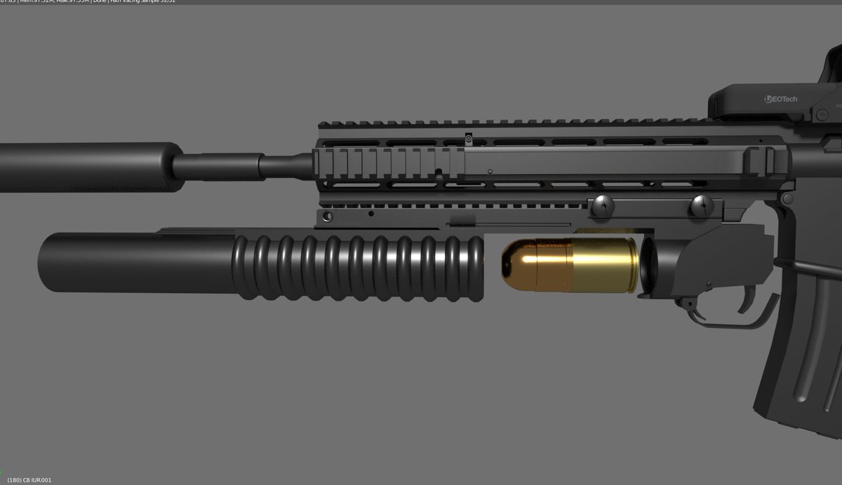 zeroandrogynous's tweet photo. wip m203 - project zero #blender #b3d https://t.co/5EXTyiNnYC