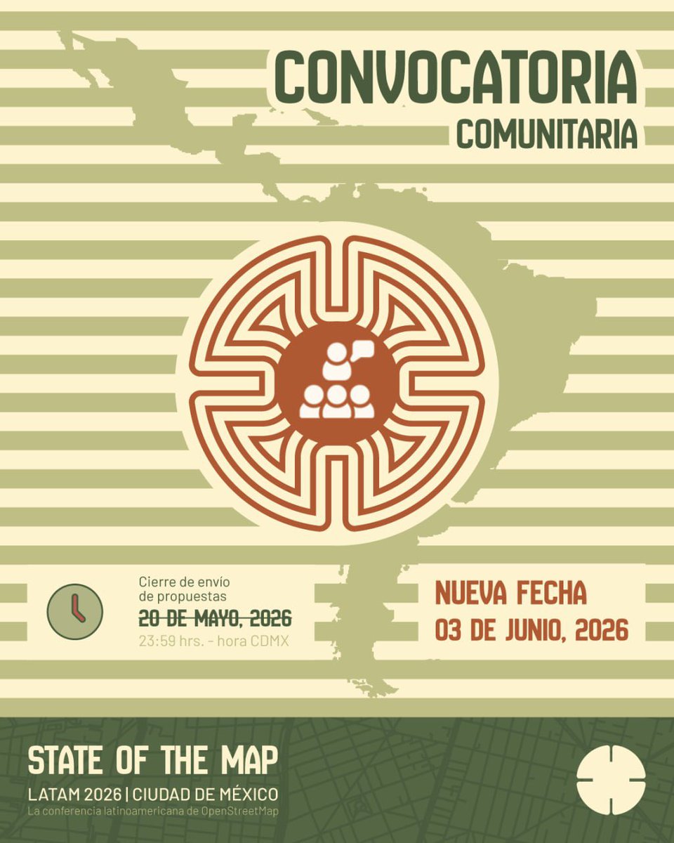 morrassocio's tweet photo. ¿Conoces OpenStreetMap? 👀

La conferencia más importante sobre "la wikipedia de los mapas" estará muy pronto en CDMX!!!
¡¡¡QUE NO SE TE PASE!!!

Más info: https://t.co/4BbF6ecSO8
Web: https://t.co/rgk1LJTn1o

#OpenStreetMap #OSMLatam #SotMLatam2026 #Mexico https://t.co/xPk5WIHVhW