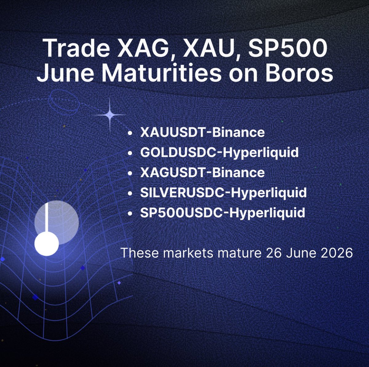 boros_fi's tweet photo. New June maturities for $XAU, $XAG, and $VOO are now live on Boros https://t.co/4xGokvVthE