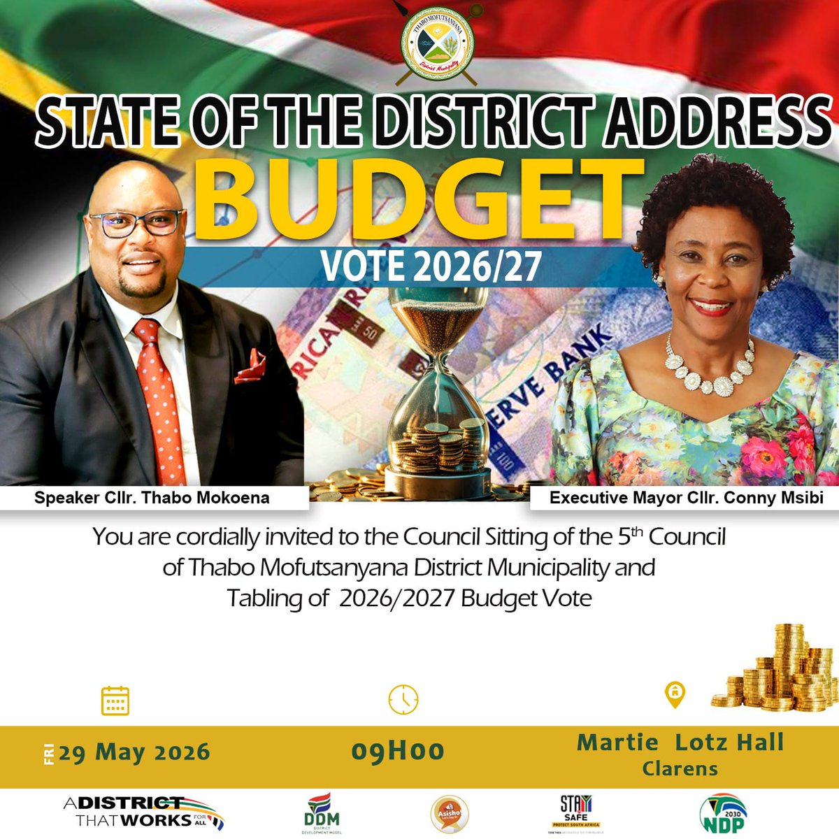 TeamTMDM's tweet photo. #TeamTMDM 🏛️ State of the District Address Budget Vote 2026/27

#DistrictThatWorksForAll #DDM https://t.co/EMCyMOUjoZ