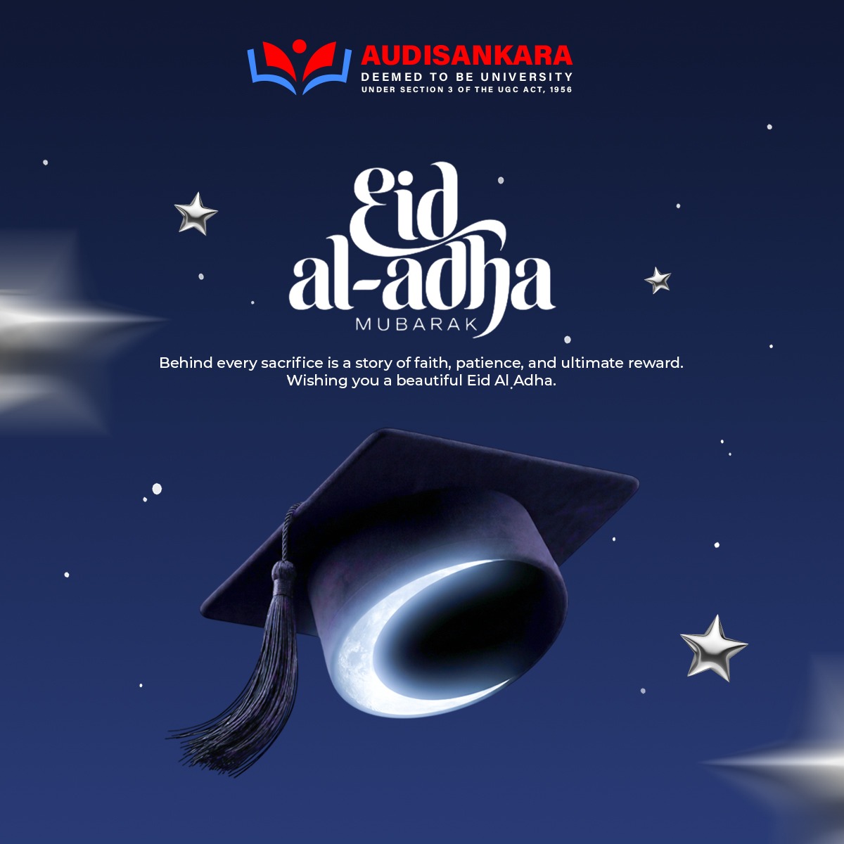 ascet3's tweet photo. On the auspicious occasion of Eid Al Adha, Audisankara University extends its warmest wishes to our global community.

May the spirit of selflessness, compassion, and shared humanity that defines this day inspire us all in our academic and personal journeys. https://t.co/yTOpvRBq5e