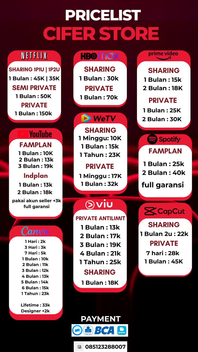 CiferStore's tweet photo. Yuk guys Ridi untuk Netflix dan lain lainnyaa https://t.co/L6QmstUEF6