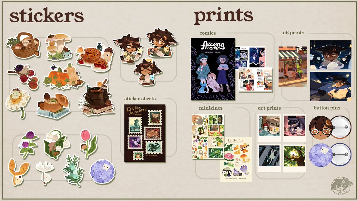 isatwothree's tweet photo. 🌟komiket makati catalogue🌘
 
📍table A11, Ayala Malls Circuit
📅 May 29-31, 10am-8pm
🎨 originals, good omens, until then, omori, studio ghibli
✨ free entrance~ https://t.co/lEOBomq8Du