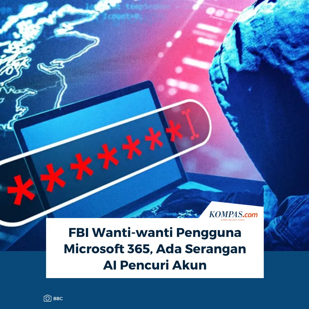 kompascom's tweet photo. Baca di sini: https://t.co/kkYqSPrQLO 

Biro Investigasi Federal Amerika Serikat mengeluarkan peringatan baru kepada pengguna layanan Microsoft 365. Peringatan ini terkait serangan siber berbasis kecerdasan buatan yang mampu mencuri akses akun tanpa perlu mengetahui kata sandi korban secara langsung.

~KR #FBI #Microsoft365 #AI