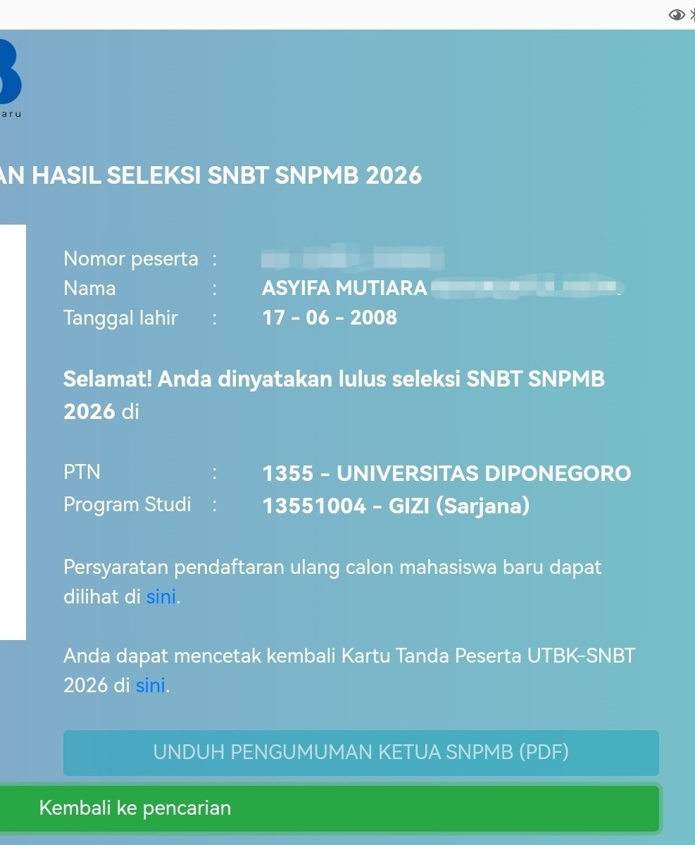 mildp1e's tweet photo. mau post sini jg biar gk lupa klo beneran gizi undip https://t.co/qo8lObtsVc