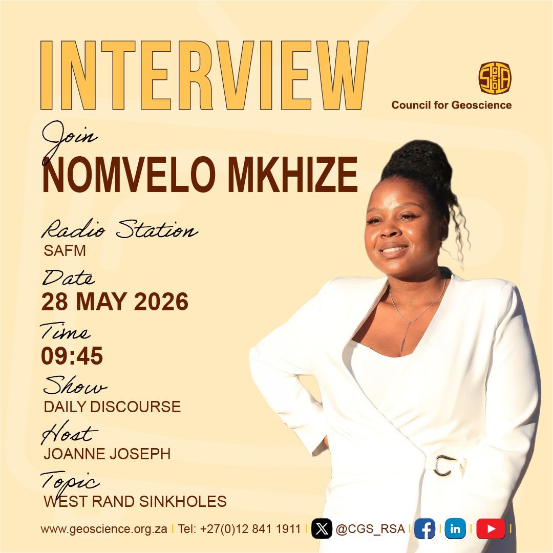 CGS_RSA's tweet photo. Tune in to SAFM this morning for an insightful conversation with Ms. Nomvelo Mkhize as she unpacks the challenges surrounding the sinkholes in the West Rand and highlights the critical role of geotechnical assessments in safeguarding infrastructure and communities across the country.

#Geoscience #Sinkholes #GeotechnicalAssessment