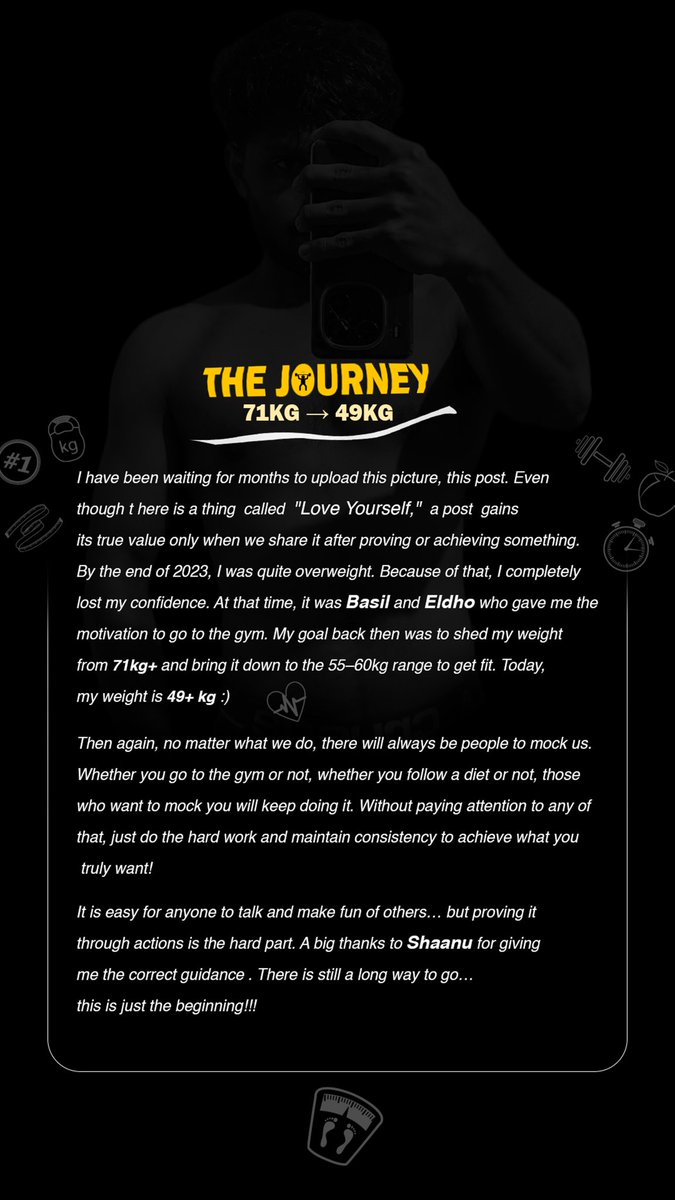 Fasinraj_Offcl's tweet photo. The journey has just begun… a lot more to achieve! 🙌🏻

71Kg+ ~ 49Kg+ https://t.co/lMd4uGGwSn
