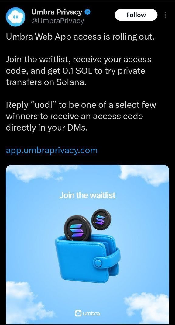 Pritam_S23's tweet photo. Already 10,500+ users &amp; $155M raised at ICO. Public wallet is LIVE 🚀
Join early → get access code from @UmbraPrivacy 🎟️
🔗 https://t.co/0rDsfWYxjy https://t.co/en9Ta8JU7y