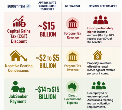 MisinfoFact's tweet photo. Why the f*ck was Australia spending more on capital gains tax discounts and negative gearing than on JobSeeker payments? 

Priorities seem a little cooked when property investors get more government support than unemployed Australians trying to survive. 

#auspol https://t.co/CINIyHC7YS