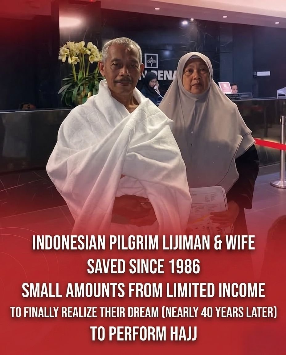 ahmadx_official's tweet photo. An Indonesian pilgrim named "Legiman" and his wife spent nearly 40 years saving small amounts of money so they could finally fulfill their dream of performing Hajj.

Their journey began in 1986, and after decades of patience and sacrifice, Allah blessed them with the opportunity to visit His Sacred House.