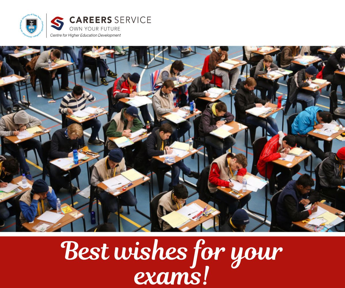 UCTCareers's tweet photo. Wishing all UCT students the very best for your exams. May your hard work pay off and your efforts shine through. Stay focused, take care of yourself, and remember to breathe. You’ve got this! https://t.co/8RolIeg0fy