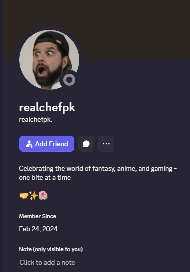 Paramorasen's tweet photo. While I do love your content, @CHEFPK3, I don't think this is you going around trying to add people on Discord. xD https://t.co/fbPzJVk4s3